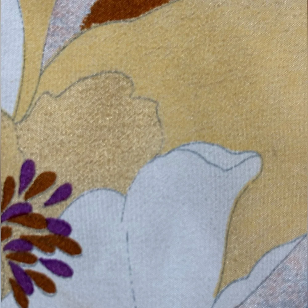 VNTG 60s/70s Christian Dior Silk Floral Scarf w Ecru Backround made in Italy